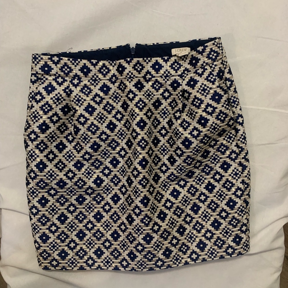 J. Crew Navy and Cream Geometric Mini Skirt